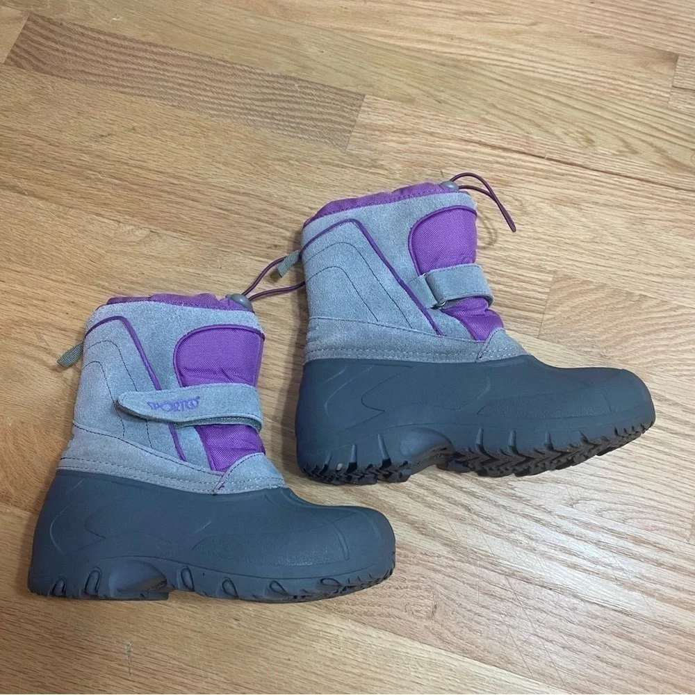 Sporto Winter Snow Boots Sz 13 Purple Gray Insulated Kids Girls Youth